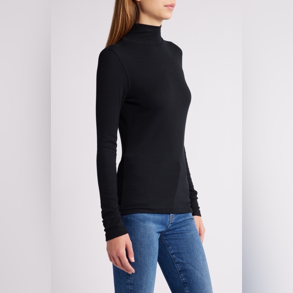 Frame Denim Rib Mock Neck Top - Picture 3 of 13